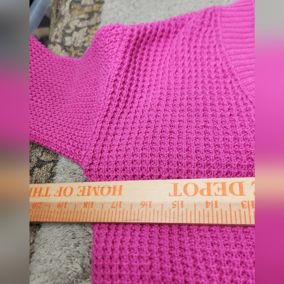 Girls' Short Waffle Button-Front Sweater - Cat & Jack Dark Pink M(8) - Picture 12 of 12